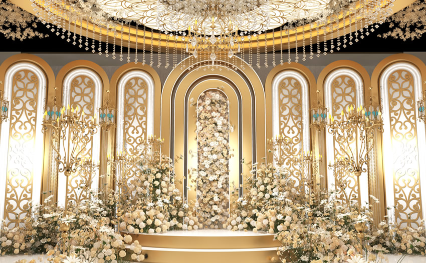 达川香槟色调婚礼堂效果展示