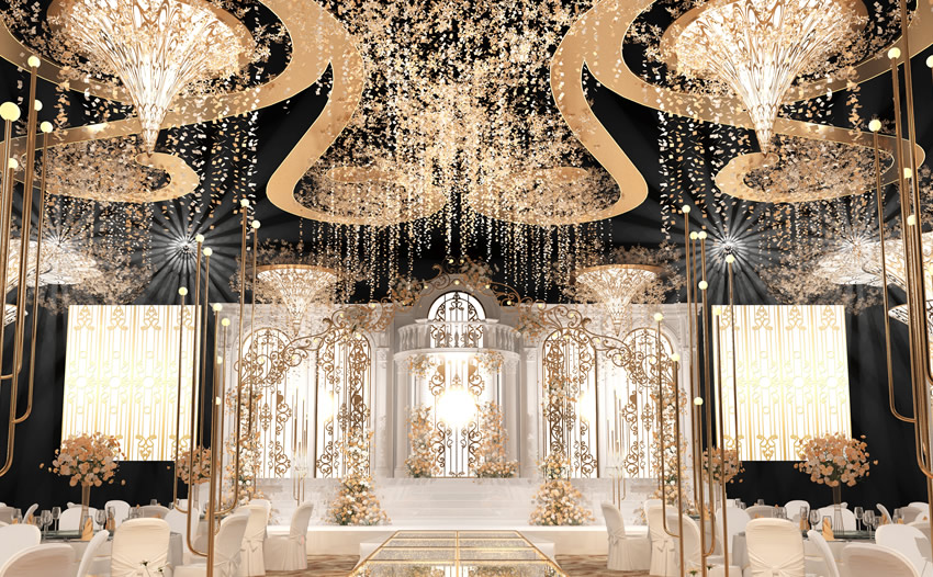 达川花木兰喜事汇金色大厅效果展示